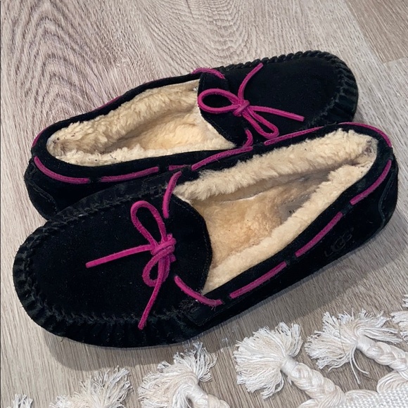 UGG Shoes - Ugg Black and Purple Moccasin Slippers